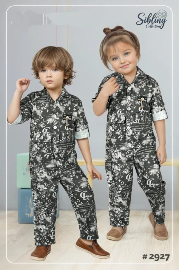 Urban Explorer Sibling Printed Cargo Set – Unisex 2-Piece Streetwear